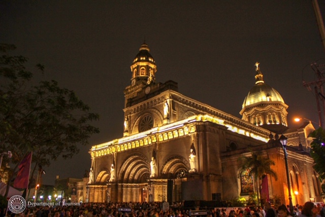 Intramuros Manila Cathedral at night